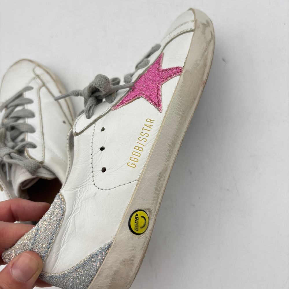 Golden Goose Superstar Shoes Girls 33/1.5Y Glitter Star Leather Fashion Sneaker - Picture 13 of 16
